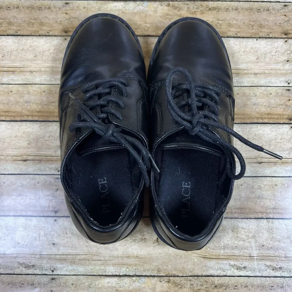 Children's Place Black Lace Up Dress Shoes Big Boys Size 3